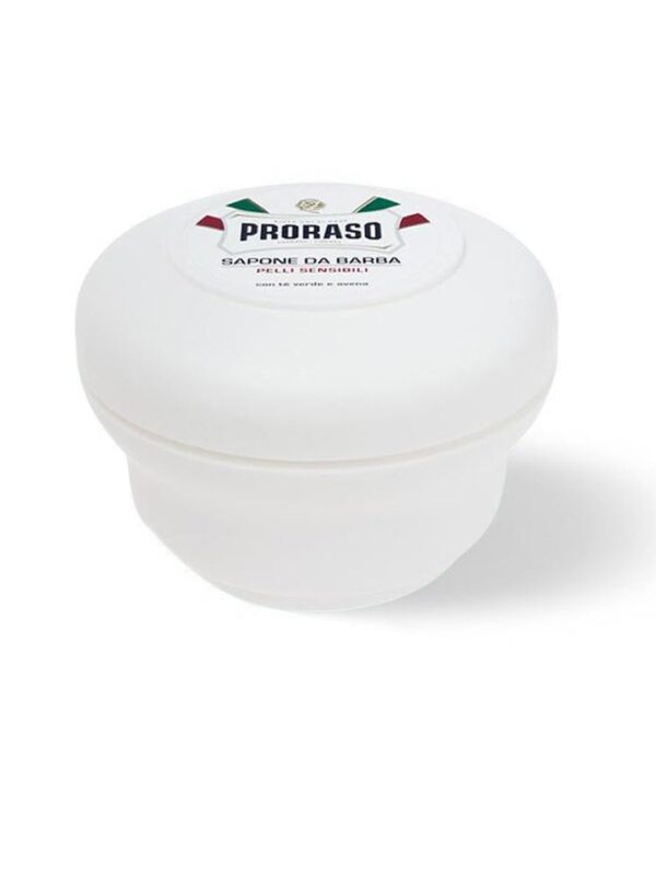 PRORASO Мыло для бритья для чувствительной кожи с зеленым чаем и овсом, 150 мл