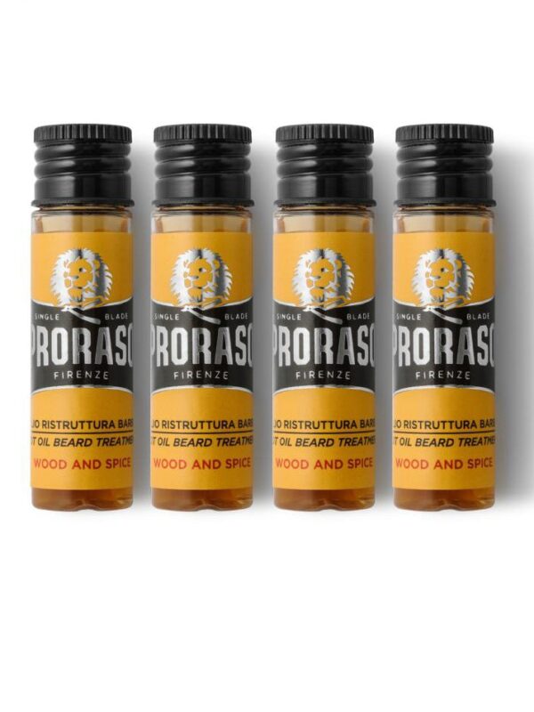 PRORASO Горячее масло для бороды в ампулах 4х17 мл. Wood and Spice(коробка)