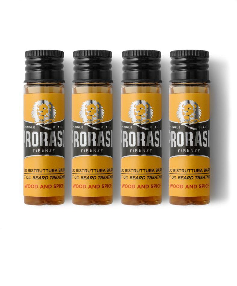 PRORASO Горячее масло для бороды в ампулах 4х17 мл. Wood and Spice(коробка) 1